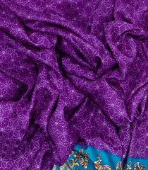 Purple Woven Synthetic Crackle Saree With Printed Geometric & Bird Motifs-BL4512