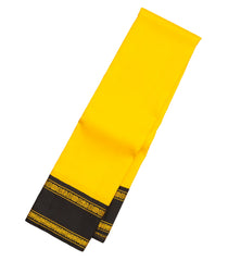 Yellow Handloom Korvai Kanchipuram Silk Saree With Black Border-KA12536