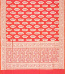 Red Handloom Banarasi Silk Saree With Floral Motifs-BE1434