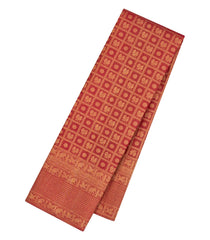 Crimson Handloom Kanchipuram Silk Saree With Annam Chakaram Motifs-KA15634