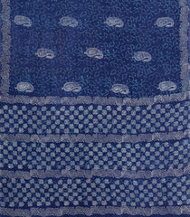Indigo Printed Jaipur Cotton Saree With Floral Motifs-JC1519