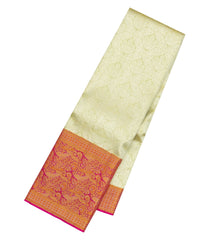 Light Green Handloom Korvai Kanchipuram Silk Saree With Floral Zari Motifs-KA15841