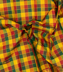 Multi Colour Handloom Korvai Kanchipuram Silk Saree With Silk Checks-KA13488