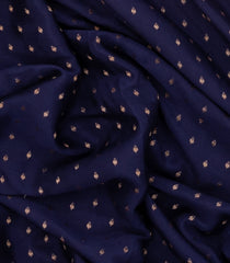 Navy Blue Woven Mysore Silk Saree With Floral Motifs & Contrast Border-MS3268