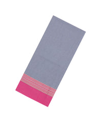 Grey Woven Bengal Cotton Saree With Contrast Border-BG1725