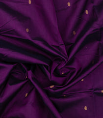 Purple Handloom Silk Cotton Saree With Floral Buttas & Contrast Border-SC3815