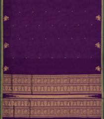 Purple Handloom Silk Cotton Saree With Yazhi Buttas & Contrast Border-SC3890
