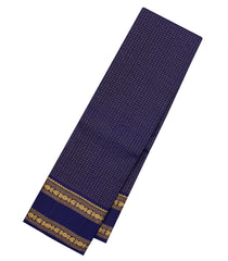 Dark Blue Handloom Kanchipuram Silk Saree With Zari Checks-KA14686