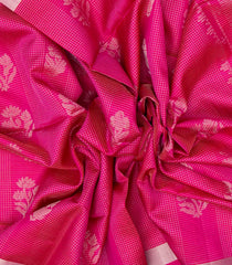 Hot Pink Handloom Soft Silk Saree With Buttas & Zari Checks-SO4196