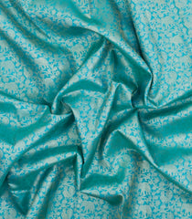 Turquoise Handloom Kanchipuram Silk Saree With Annam Motifs-KA15080