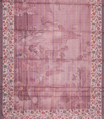 Dusty Pink Printed Synthetic Dola Silk Saree With Zari Stripes & Border -SY0366