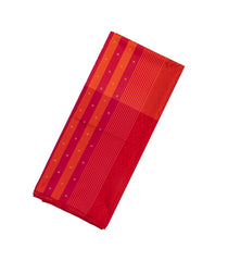 Orange Handloom Soft Silk Saree With Stripes & Floral Motifs-SO4256
