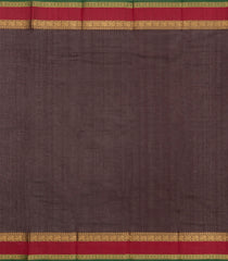 Dark Brown Handloom Kanchi Cotton Saree With Horse Buttas-KC1838
