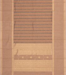 Taupe Handloom Kanchi Cotton Saree With Checks-KC1846