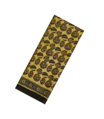 Black Printed Silk Saree With Floral Motifs-PS0720