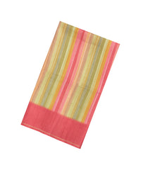 Peach Printed Synthetic Tussar Silk Saree With Multi Colour Stripes-SY0530