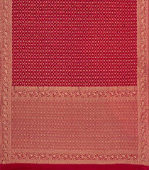 Red Woven Mysore Silk Saree With Floral Jaal Motifs-MS3454