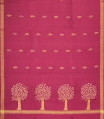 Dusty Peach Woven Tussar Silk Saree With Floral Motifs-TU3264