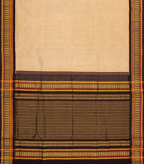 Sandal Handloom Korvai Silk Cotton Saree With Floral Buttas & Contrast Border-SC3829