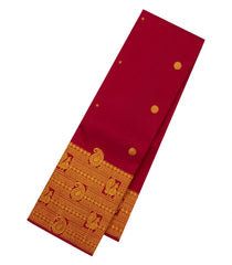 Crimson Handloom Kanchipuram Silk Saree With Rudraksham Buttas-KA14596