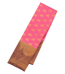 Peach Handloom Kanchipuram Silk Saree With Nandhi Buttas-KA14816