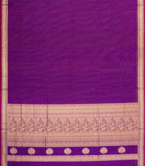 Purple Handloom Silk Cotton Saree With Contrast Zari Border-SC4071