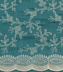 Shadow Green Synthetic Vichitra Saree With Zari Embroidery & Stone Work-BL5453
