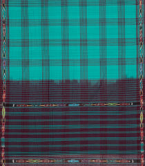 Turquoise Woven Kadapa Cotton Saree With Checks-KN0709