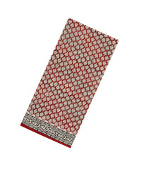 Rust Printed Jaipur Cotton Saree With Floral Motifs-JC1675