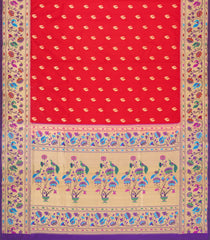 Red Handloom Paithani Silk Saree With Meena Border & Pallu-PA1123