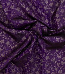 Purple Handloom Kanchipuram Silk Saree With Floral Motifs-KA15076