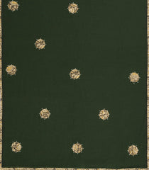 Bottle Green Woven Chirala Cotton Saree With Printed Floral  Motifs-CR1369