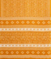 Mustard Printed Jaipur Cotton Saree With Tribal Motifs-JC1813
