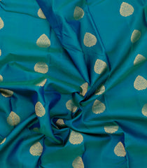 Cyan Woven Pure Silk Saree With Zari Buttas & Contrast Border-EC2621