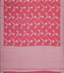 Peach Woven Dupion Silk Saree With Floral Buttas-DS0571