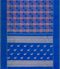 Blue Handloom Kanchipuram Silk Saree With Checks & Buttas-KA15480