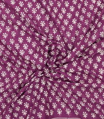 Lilac Printed Jaipur Cotton Saree With Printed Floral Motifs-JC1779
