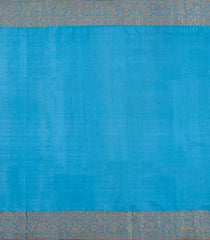 Steel Blue Woven Tussar Silk Saree With Floral Buttas-TU3582