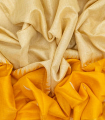 Mustard Half & Half Tussar Silk Saree With Buttas-Mustard