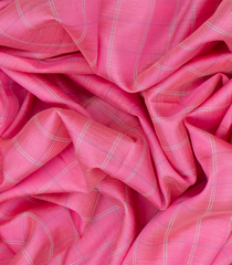 Hot Pink Chirala Blended Cotton Saree With Printed Checks-Hot Pink