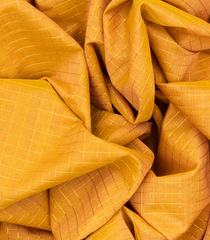 Yellow Handloom Chirala Silk Cotton Saree With Checks-Yellow