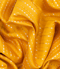 Yellow Mysore Crepe Silk Saree With Diamond Stripes-Yellow