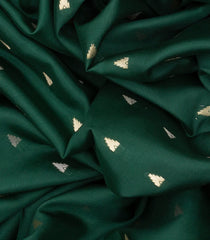 Dark Green Mysore Crepe Silk Saree With Temple Zari Buttas-Dark Green