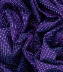 Violet Handloom Chirala Silk Cotton With Checks-Violet