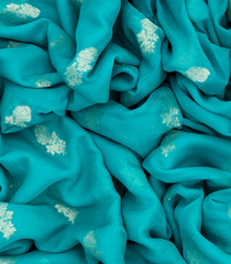 Turquoise Woven Mysore Chiffon Silk Saree With Floral Motifs-Turquoise