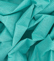 Turquoise Bengal Cotton Saree With Checks-Turquoise