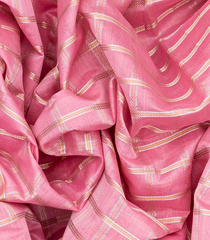 Bubble gum Pink Handloom Chirala Silk Cotton Saree With Annam Motifs-BubbleGum Pink