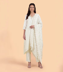 Cream Gold Paisley Embroidered Kurta Set-RC5734
