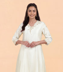 Cream Gold Paisley Embroidered Kurta Set-RC5734