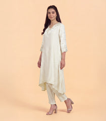Cream Gold Paisley Embroidered Kurta Set-RC5734